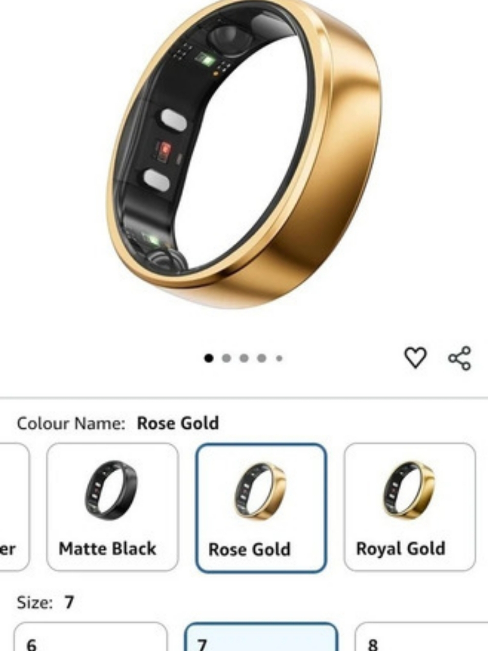 RingConn Gen 2 Smart Ring, Gold, Silver, Black, Sizes 6-11